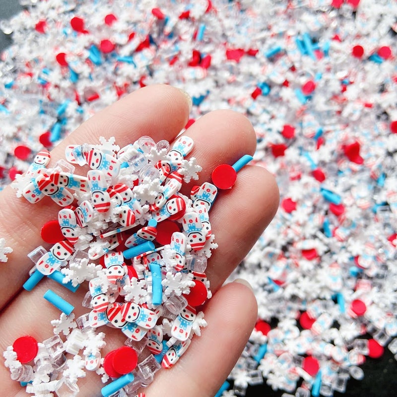 EHOPE Fake Sprinkles Fake Christmas Sprinkles Fake Candy Sprinkles Clay Sprinkles Polymer Sprinkles Polymer Clay Slices for Nail Art DIY Crafts Cake Phone(40g-Snowman+Snowflake-41) - Image 3